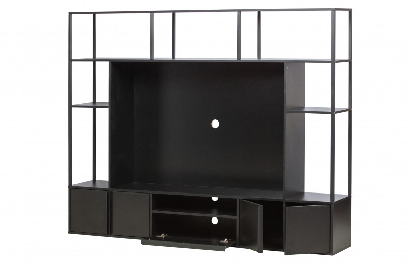 TV CABINET BLACK METAL WITH SHELVES - CABINETS, SHELVES